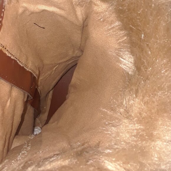 Pointed Toe Platform Wedge Heels Faux Fur Half Boots - Picture 5 of 6